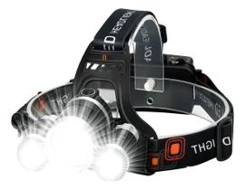 Lanterna De Cabeça 3 Leds Super Forte 4 Modos De Luz Recarregável Para Ciclismo, Camping, Pesca, Caç