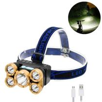 Lanterna De Cabeça 5led Profissional Potente Recarrega USB Top