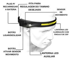 Lanterna de Cabeça Ecooda EC-6237 LED COB 350 Lumens Recarregável USB IPX4 Lanterna de Cabeça Ecooda EC-6237 LED COB 350 Lumens Recarregável USB IPX4