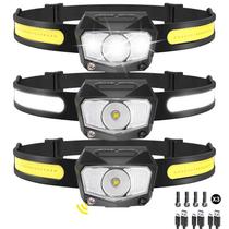 Lanterna de cabeça KYEKIO kit com 3 unidades recarregável com 7 modos e sensor de movimento Lanterna de cabeça KYEKIO kit com 3 unidades recarregável com 7 modos e sensor de movimento