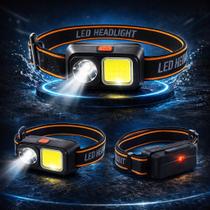 Lanterna de Cabeça LED COB Recarregável USB-C Alta Potência Mineiro Headlamp Leve e Ajustável Lanterna de Cabeça LED COB Recarregável USB-C Alta Potência Mineiro Headlamp Leve e Ajustável