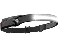 Lanterna De Cabeça Led Potente Com Sensor Iluminação Dupla Recarregável e À Prova D'Água