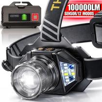 Lanterna de Cabeça LED Recarregável 12 Modos Power Bank Zoom Alcance 2000m IPX4 Camping Pesca Trilha Resistente Cabeceira Lanterna de Cabeça LED Recarregável 12 Modos Power Bank Zoom Alcance 2000m IPX4 Camping Pesca Trilha Resistente Cabeceira