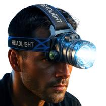 Lanterna de Cabeça LED Recarregável com Sensor de Movimento, 350 Lúmens, Alto Brilho Ajustável para Camping, Corrida e Uso Profissional