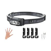 Lanterna De Cabeça LED Recarregável Com Sensor USB, Potente Para Camping, Pesca E Busca