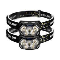 Lanterna De Cabeça LED Recarregável Ultra Brilhante Com Luz Vermelha Para Corrida, Caminhada E