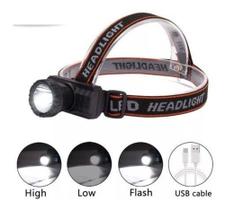 Lanterna De Cabeça Led Recarregável Usb Pesca Profissional - Original