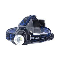 Lanterna De Cabeça LED T6 Recarregável Com 3 Modos, Zoom Ajustável, Para Pesca, Bateria 2x18650, USB