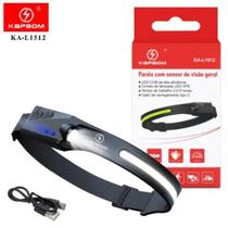 Lanterna de Cabeça Led Testa Recarregável Forte Recarregável Capacete Pesca Trilha C/ Sensor Bike Farol Farolete