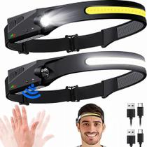 Lanterna De Cabeça Led Usb Recarregável Fita Ajustável Cob