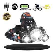 Lanterna De Cabeça Profissional Recarregável 3 Leds Potentes Lanterna Preto Luz Branco Yellow Seller