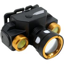 Lanterna De Cabeça Profissional Recarregável Dourado 3 LEDs Lanterna De Cabeça Profissional Recarregável Dourado 3 LEDs