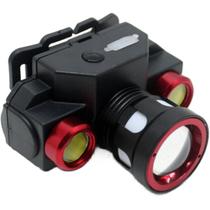 Lanterna De Cabeça Profissional Vermelho Recarregável 3 LEDs Lanterna De Cabeça Profissional Vermelho Recarregável 3 LEDs