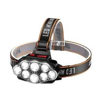 Lanterna de Cabeça Recarregável 8 LED - Potente Farol para Pesca, Camping, Caça e Caminhadas