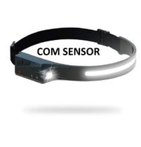 Lanterna De Cabeça Recarregável Com Sensor Infravermelho Cob Led Luz Farol