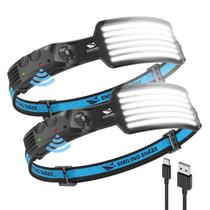 Lanterna de cabeça recarregável Smiling Shark, 8 LEDs, à prova dágua, kit com 2 unidades Lanterna de cabeça recarregável Smiling Shark, 8 LEDs, à prova dágua, kit com 2 unidades