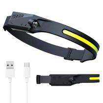 Lanterna de Cabeça Sensor Movimento Multiuso Ajustavel Led Cob XPE Atividades Noturnas Ciclismo Corrida Camping Pesca Anti Impacto Resistente IPX4