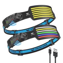 Lanterna de cabeça Smiling Shark, kit com 2 unidades, recarregável, à prova d'água, LED Lanterna de cabeça Smiling Shark, kit com 2 unidades, recarregável, à prova d'água, LED