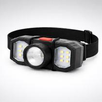 Lanterna de Cabeça Triplo LED Recarregável USB com 3 Modos de Luz