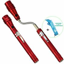 Lanterna de LED Telescópica Flexível 3 LEDS com Imã Vermelho + Chaveiro CBRN16280