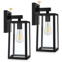 Lanterna de parede externa SHINE HAI 34 cm, preta fosca, 120V, pacote com 2