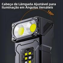 Lanterna De Trabalho LED Recarregável 800Lm 90 graus Lâmpada Portátil Multifuncional Com Base