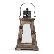 Lanterna de Vela Zingz & Thingz 30 cm Ferro Madeira Marrom Lanterna de Vela Zingz & Thingz 30 cm Ferro Madeira Marrom