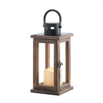 Lanterna de vela Zingz & Thingz Lodge 27 cm com LED de madeira