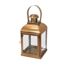 Lanterna Decorativa c Alça Metal Rose Gold Quadrado