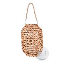 Lanterna Decorativa com Copo para Vela de Vidro em Fibra Natural Grillo 40X20cm