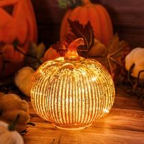 Lanterna decorativa de outono hvfun Mercury Glass Pumpkin Light Lanterna decorativa de outono hvfun Mercury Glass Pumpkin Light