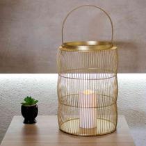 Lanterna Decorativa Em Metal Dourado 36x24 Cm F04 - D'Rossi