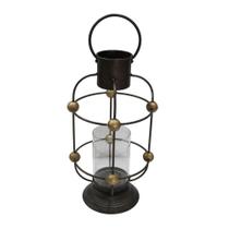 Lanterna Decorativa Em Metal Marrom e Dourada Cross - Pç