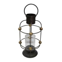 Lanterna Decorativa Em Metal Marrom e Dourado Cross - Pç Lanterna Decorativa Em Metal Marrom e Dourado Cross - Pç