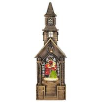 LANTERNA DECORATIVA IGREJINHA COM CORAL E LED - 27cm - Tok da Casa