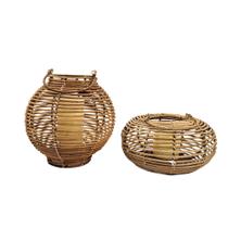 Lanterna Decorativa Marroquina De Rattan Style Kit 2Pc