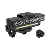 Lanterna Digital Recarregável Para Bicicleta Com Display, 9 LEDs, Buzina E Alto-falante De Lanterna Digital Recarregável Para Bicicleta Com Display, 9 LEDs, Buzina E Alto-falante De