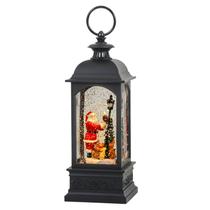 Lanterna Eldnacele Musical de Natal de 12" Snow Globe Lanterna revestida por USB, operada por água brilhante, lanterna iluminada, Papai Noel com temporizador de 6 horas (trenó de Papai Noel)