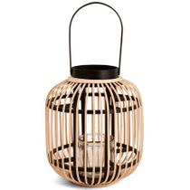 Lanterna em bambu com copo em vidro