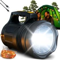 Lanterna farol Holofote com Fita LED RGB 10M portátil recarregável para pesca e acampamento 6 Modos Lanterna farol Holofote com Fita LED RGB 10M portátil recarregável para pesca e acampamento 6 Modos