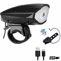 Lanterna Farol Para Bike Bicicleta Buzina Recarregável Usb 250 Lumens Resistente Agua Lanterna Farol Para Bike Bicicleta Buzina Recarregável Usb 250 Lumens Resistente Agua