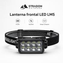 Lanterna Frontal LED Recarregável USB-C 8 LEDs Sensor de Movimento Camping Trilha