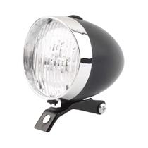 Lanterna Frontal Vintage Preta E Prata Com 3 LEDs, Design Retrô Para Ciclismo Noturno