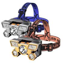Lanterna Holofote De Cabeça 5 LED Super Brilhante À Prova D 'Água USB Recarregável 4 modos