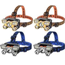 Lanterna Holofote De Cabeça 5 LED Super Brilhante À Prova D 'Água USB Recarregável 4 modos
