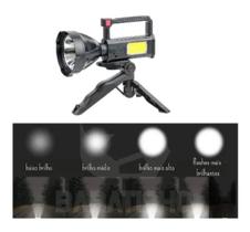 Lanterna Holofote De Mão Com Suporte Tripe Recarregavel Usb