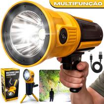 Lanterna Holofote Farol 250W LED XHP50 Alcance1700 Metros Recarregável 10000mAh Power Bank USB Com Tripé Ajustável