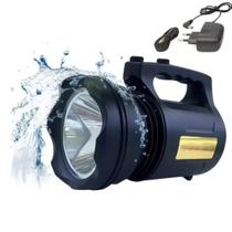 Lanterna Holofote LED T6 30W Recarregável Bivolt Preto para Pesca Trilha Camping