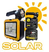 Lanterna Holofote Portátil Solar Kit Ferramenta Com Power Bank Integrado Qualidade Premium