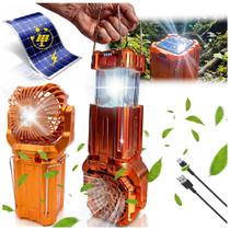 Lanterna Lampião Lamparina Solar LED Com Ventilador Portátil Powerbank USBC Camping Portátil Lanterna Lampião Lamparina Solar LED Com Ventilador Portátil Powerbank USBC Camping Portátil
